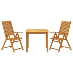 Berkfield Home 3 Piece Garden Dining Set Solid Wood Acacia in Brown - thumbnail 1