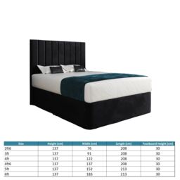 Casani Marcelo Upholstered Soft Velvet Bed Frame in Black - Size: Double - thumbnail 4