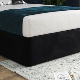 Casani Marcelo Upholstered Soft Velvet Bed Frame in Black - Size: Double - thumbnail 3