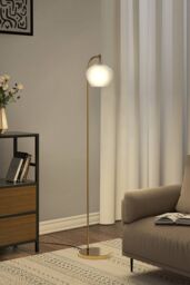 Living and Home Luxurious Floor Lamp with Frosted Glass Lampshade in Gold - thumbnail 2
