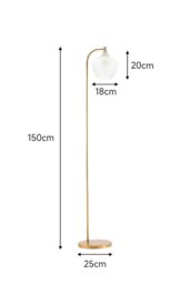 Living and Home Luxurious Floor Lamp with Frosted Glass Lampshade in Gold - thumbnail 4