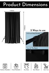 Neel Blue 4x1 Metres Backdrop Panel, Wrinkle-Free Polyester Spandex Fabric in Black - thumbnail 2