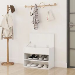 Berkfield Home Shoe Bench White 60x30x45 cm Engineered Wood - Size: 60 x 30 x 45 cm - thumbnail 3