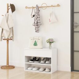 Berkfield Home Shoe Bench White 60x30x45 cm Engineered Wood - Size: 60 x 30 x 45 cm