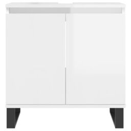 Berkfield Home Bathroom Cabinet High Gloss White 58x33x60 cm Engineered Wood - Size: 58 x 33 x 60 cm - thumbnail 4