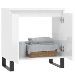 Berkfield Home Bathroom Cabinet High Gloss White 58x33x60 cm Engineered Wood - Size: 58 x 33 x 60 cm - thumbnail 3