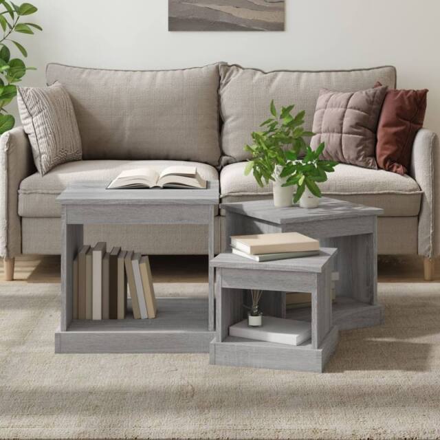 Berkfield Home Nesting Tables 3 pcs Grey Sonoma Engineered Wood - image 1