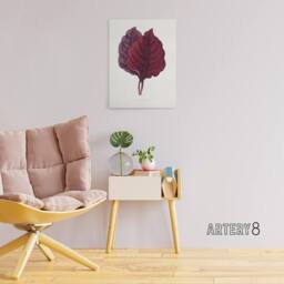 "Artery8 AF Lydon Benjamin Fawcett Red Amaranth Leaf Canvas Wall Art Print in White - Size: W12"" x H16""" - thumbnail 3