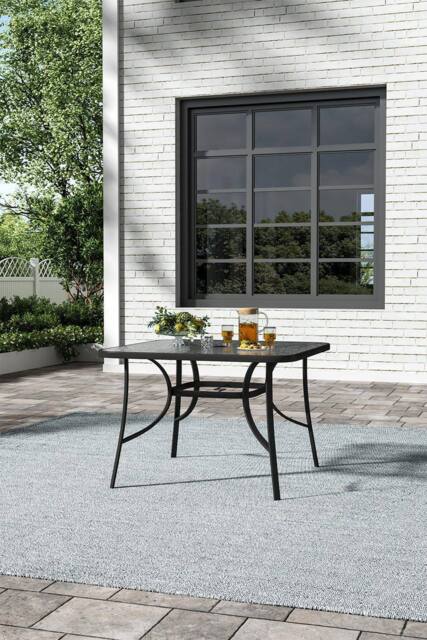 Garden Sanctuary Square Garden Tempered Glass Patio Dining Table in Black - image 1