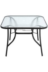 Garden Sanctuary Square Garden Tempered Glass Patio Dining Table in Black - thumbnail 3