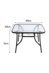 Garden Sanctuary Square Garden Tempered Glass Patio Dining Table in Black - thumbnail 6