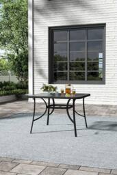 Garden Sanctuary Square Garden Tempered Glass Patio Dining Table in Black