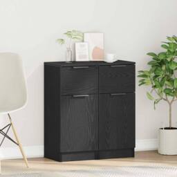 Berkfield Home Black Oak Sideboard 30x30x70 cm MDF - Size: 30 x 30 x 70 cm - thumbnail 2