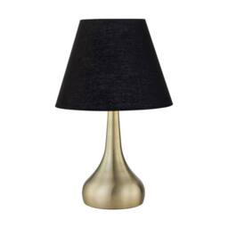 First Choice Lighting Romana - Antique Brass Touch Operated Table Lamp with Black Shade in Bronze