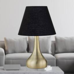 First Choice Lighting Romana - Antique Brass Touch Operated Table Lamp with Black Shade in Bronze - thumbnail 2