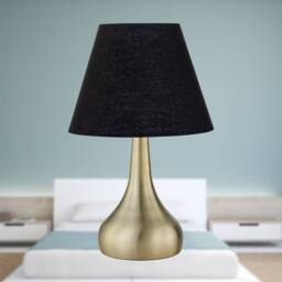 First Choice Lighting Romana - Antique Brass Touch Operated Table Lamp with Black Shade in Bronze - thumbnail 3