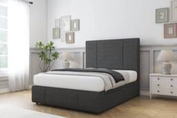 "Sloomy Lisbon Dumfries Divan Base 2 Drawers - 26"" Headboard & 12"" Footboard in Dark Grey - Size: Small Double" - thumbnail 3