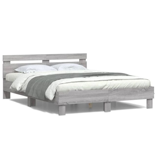 Berkfield Home Bed Frame with LED without Mattress Grey Sonoma 150x200 cm King Size - image 1