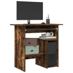 Berkfield Home Elegant Desk Smoked Oak 80x45x74 cm Engineered Wood in Brown - Size: 80 x 45 x 74 cm - thumbnail 2