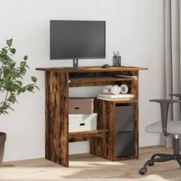 Berkfield Home Elegant Desk Smoked Oak 80x45x74 cm Engineered Wood in Brown - Size: 80 x 45 x 74 cm - thumbnail 1