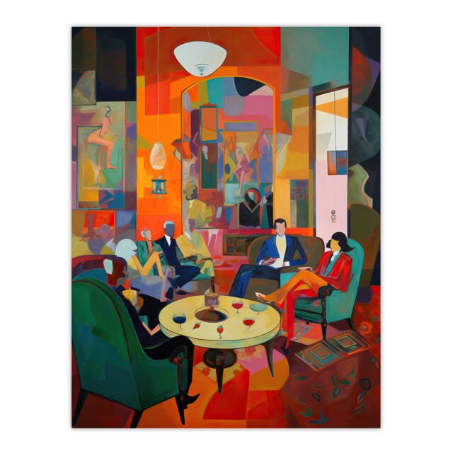 "Artery8 The Cocktail Party Modern Colourful Abstract Kitsch Extra Large XL Wall Art Poster Print - Size: W24"" x H32""" - image 1