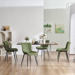 Xample Set of 2 Dining Chairs Faux Leather Modern Padded Seat with Metal Legs, Office, or Cafe Seating in Green - thumbnail 6