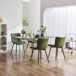 Xample Set of 2 Dining Chairs Faux Leather Modern Padded Seat with Metal Legs, Office, or Cafe Seating in Green - thumbnail 4