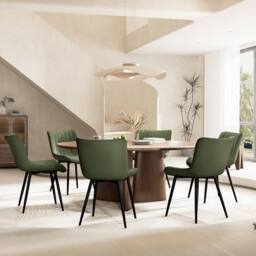 Xample Set of 2 Dining Chairs Faux Leather Modern Padded Seat with Metal Legs, Office, or Cafe Seating in Green - thumbnail 8