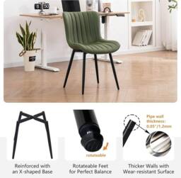 Xample Set of 2 Dining Chairs Faux Leather Modern Padded Seat with Metal Legs, Office, or Cafe Seating in Green - thumbnail 3