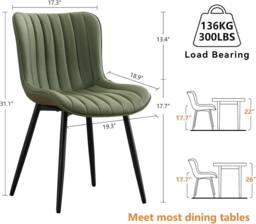 Xample Set of 2 Dining Chairs Faux Leather Modern Padded Seat with Metal Legs, Office, or Cafe Seating in Green - thumbnail 9