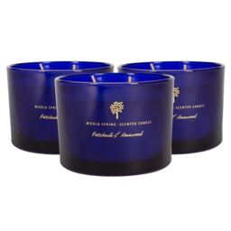 Nicola Spring 350g Patchouli & Rosewood Soy Candles - Pack of 3 - Double Wick Sweet in Blue