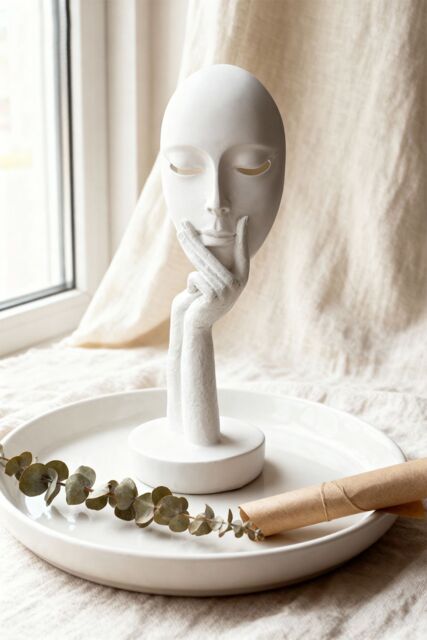 Living and Home 29x10cm White Living Room Accessories Ornaments Resin Meditation Figurine for Home, Office & Study Décor - Size: 29x10 cm - image 1
