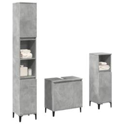 Berkfield Home 3 Piece Bathroom Furniture Set Concrete Grey Engineered Wood - thumbnail 2