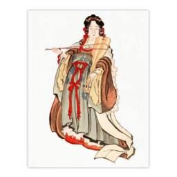 Artery8 Katsushika Hokusai Framed Wall Art Print Benten Goddess Of Love in Orange - Size: A4 - thumbnail 3