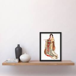 Artery8 Katsushika Hokusai Framed Wall Art Print Benten Goddess Of Love in Orange - Size: A4 - thumbnail 2