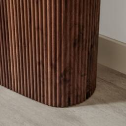FurnitureboxUK Penrose Rounded Walnut Wood & Marble Effect Console Table - thumbnail 8