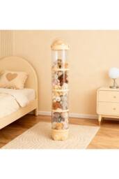 Living and Home Vertical Clear Plastic Toy Storage Tube Organiser with String Light in Yellow