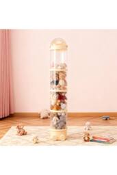 Living and Home Vertical Clear Plastic Toy Storage Tube Organiser with String Light in Yellow - thumbnail 6