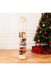Living and Home Vertical Clear Plastic Toy Storage Tube Organiser with String Light in Yellow - thumbnail 3