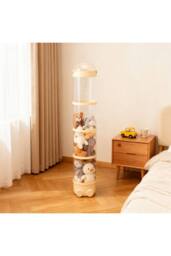 Living and Home Vertical Clear Plastic Toy Storage Tube Organiser with String Light in Yellow - thumbnail 5