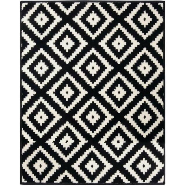 THE RUGS Design Velours Striped Rug Modern Low Pile Area Rug in Black - Size: 80 cm x 150 cm - image 1