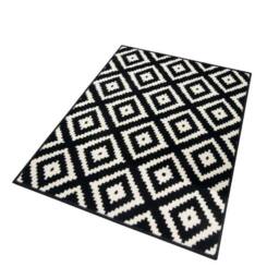 THE RUGS Design Velours Striped Rug Modern Low Pile Area Rug in Black - Size: 80 cm x 150 cm - thumbnail 5