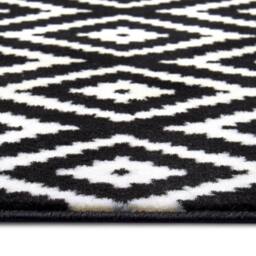 THE RUGS Design Velours Striped Rug Modern Low Pile Area Rug in Black - Size: 80 cm x 150 cm - thumbnail 4