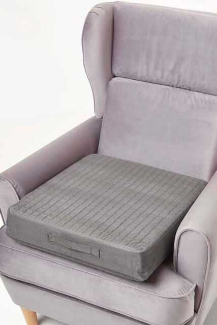 Homescapes Suede Orthopaedic Foam Armchair Booster Cushion in Grey - Size: 50 cm x 50 cm - image 1