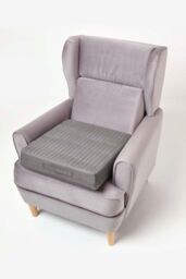 Homescapes Suede Orthopaedic Foam Armchair Booster Cushion in Grey - Size: 50 cm x 50 cm - thumbnail 5