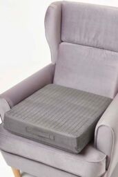 Homescapes Suede Orthopaedic Foam Armchair Booster Cushion in Grey - Size: 50 cm x 50 cm - thumbnail 1