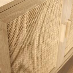 Nordara 3 Rattan Doors Sideboard Cabinet With Solid Wooden Legs Living Room in Beige - Size: 100 cm x 100 cm - thumbnail 5