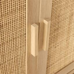 Nordara 3 Rattan Doors Sideboard Cabinet With Solid Wooden Legs Living Room in Beige - Size: 100 cm x 100 cm - thumbnail 4