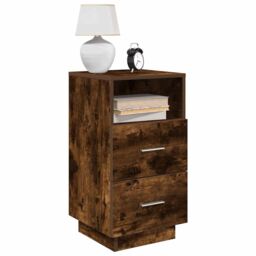Berkfield Home Bedside Cabinets 2 pcs with 2 Drawers Smoked Oak 36x36x68 cm in Brown - Size: 36 x 36 x 68 cm - thumbnail 1