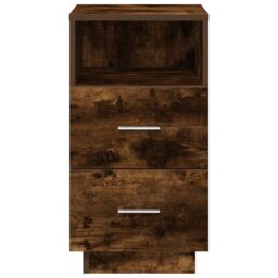 Berkfield Home Bedside Cabinets 2 pcs with 2 Drawers Smoked Oak 36x36x68 cm in Brown - Size: 36 x 36 x 68 cm - thumbnail 4